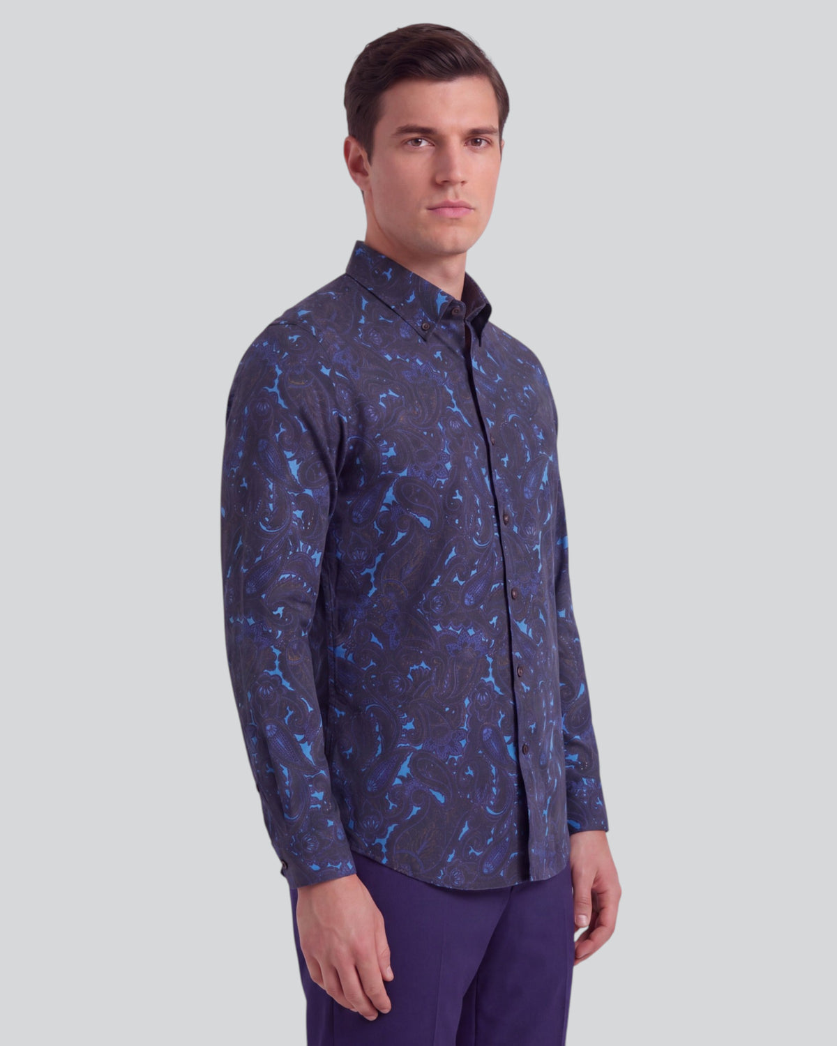 MORRIS LANNACH PAISLEY BROWNIE MEN'S PRINTED COTTON BUTTON-DOWN SHIRT