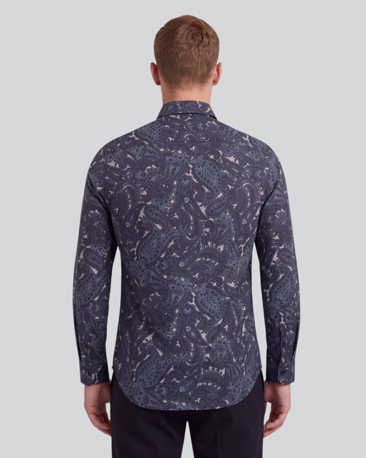 MORRIS LANNACH PAISLEY SMOKE MEN'S PRINTED COTTON BUTTON-DOWN SHIRT