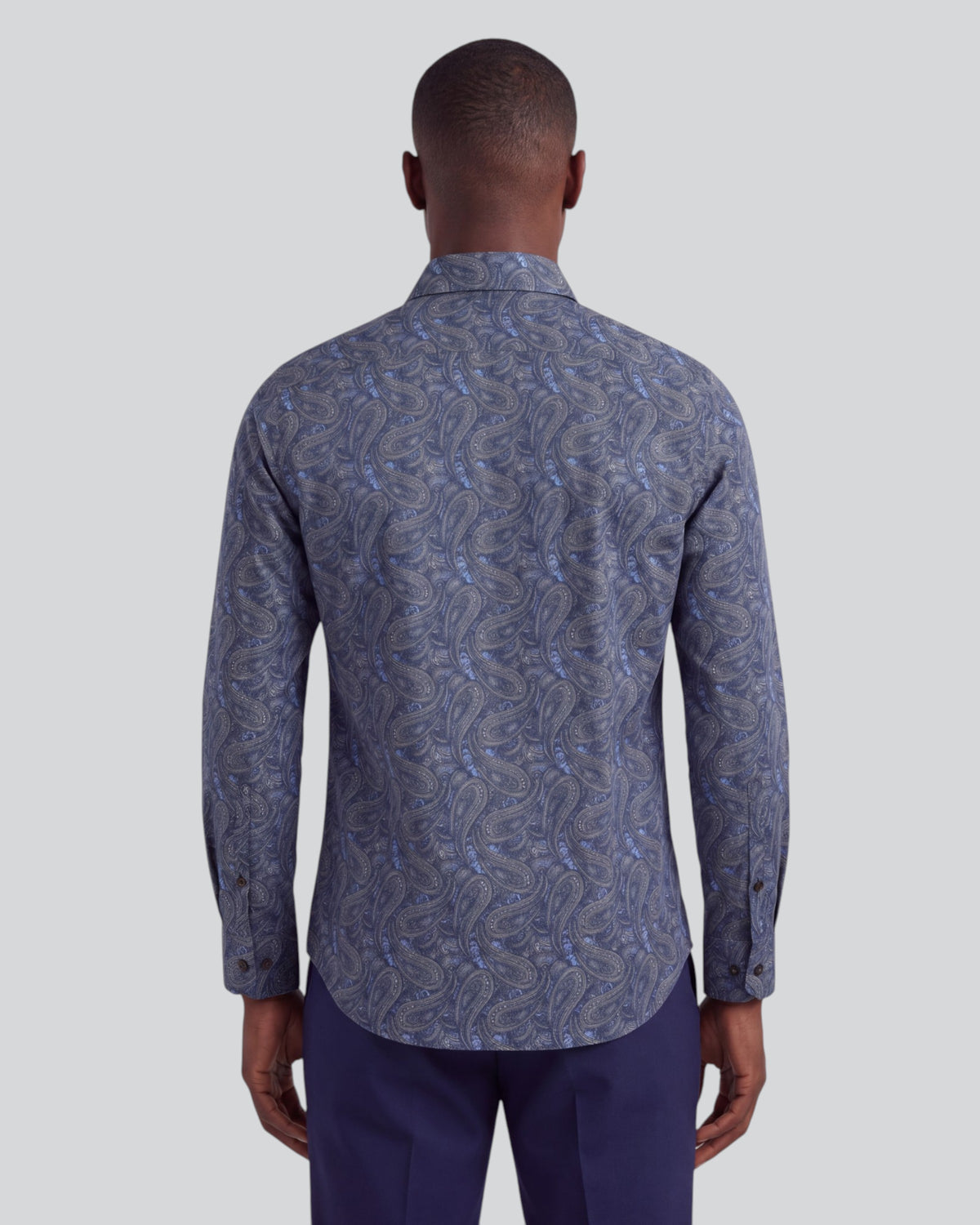 MORRIS MAURICE PAISLEY BLUE MEN'S PRINTED COTTON BUTTON-DOWN SHIRT