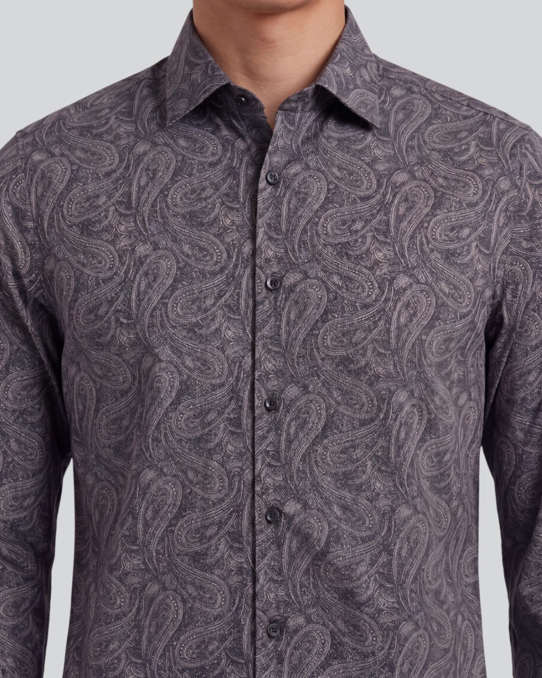MORRIS MAURICE PAISLEY SMOKE MEN'S PRINTED COTTON BUTTON-DOWN SHIRT