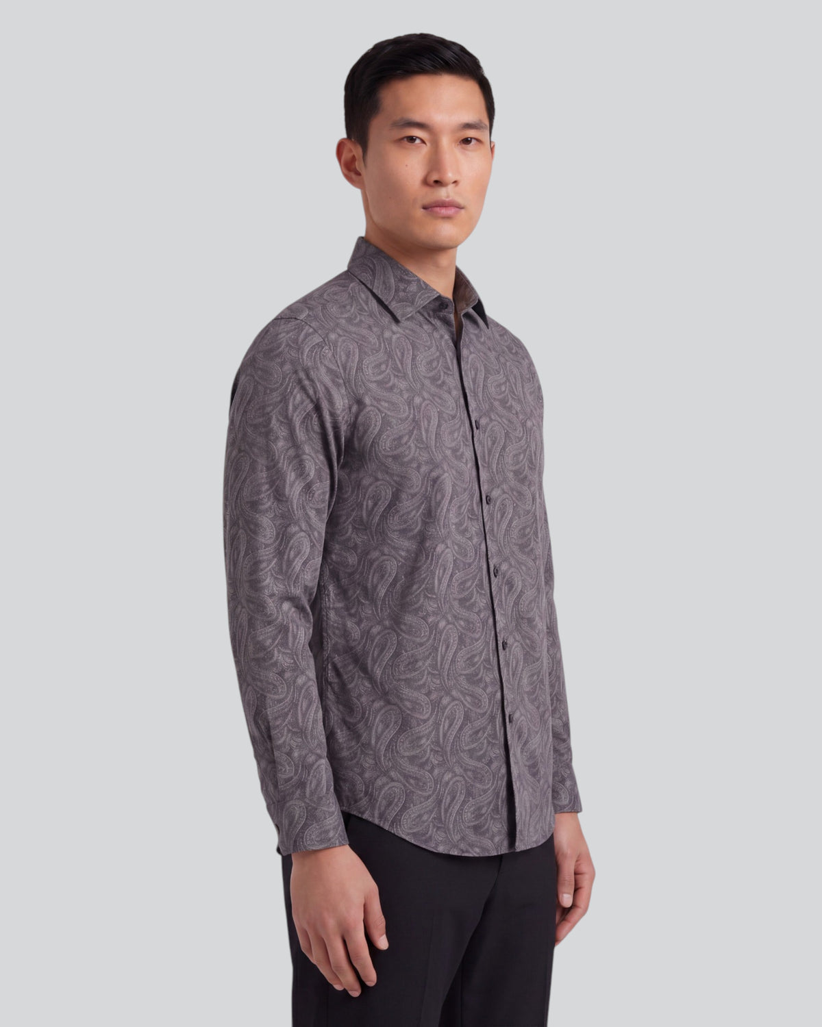 MORRIS MAURICE PAISLEY SMOKE MEN'S PRINTED COTTON BUTTON-DOWN SHIRT