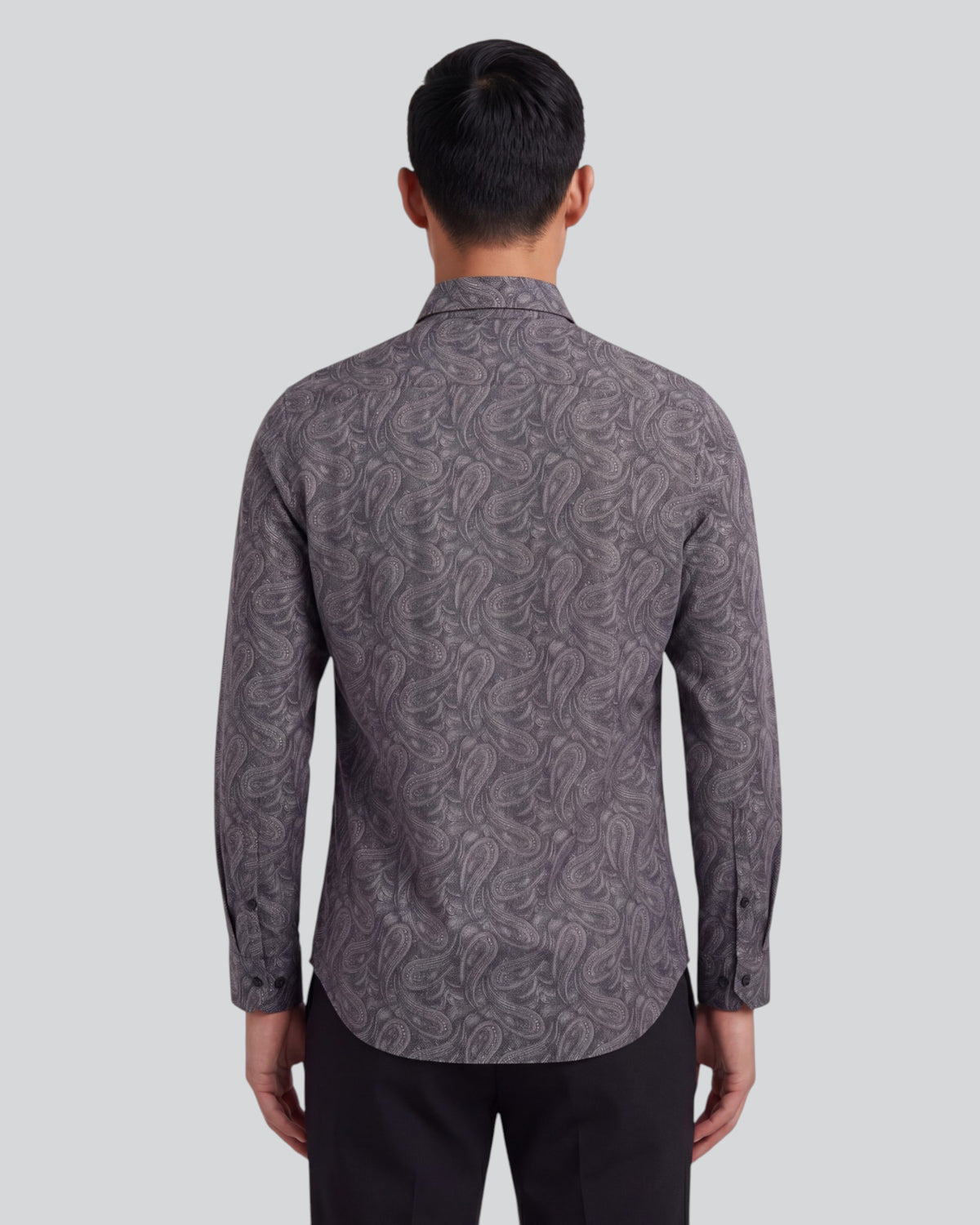 MORRIS MAURICE PAISLEY SMOKE MEN'S PRINTED COTTON BUTTON-DOWN SHIRT