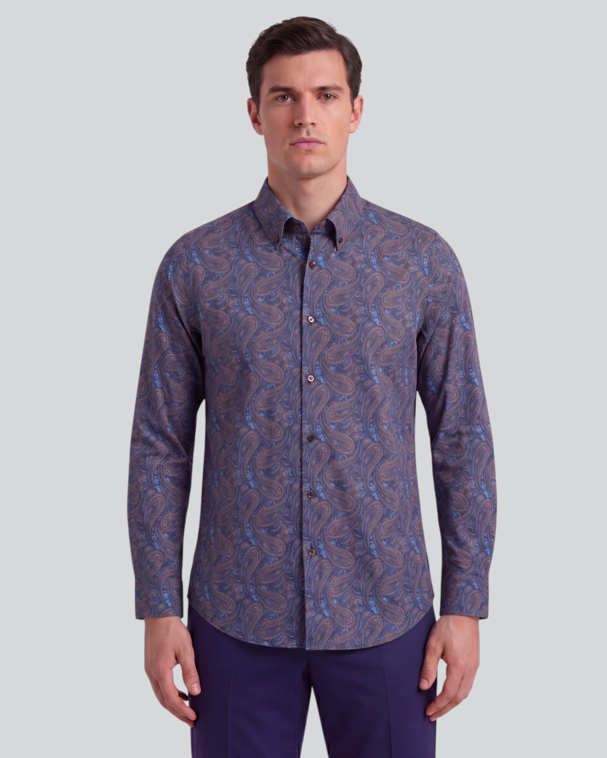 MORRIS MAURICE PAISLEY SPICE MEN'S PRINTED COTTON BUTTON-DOWN SHIRT