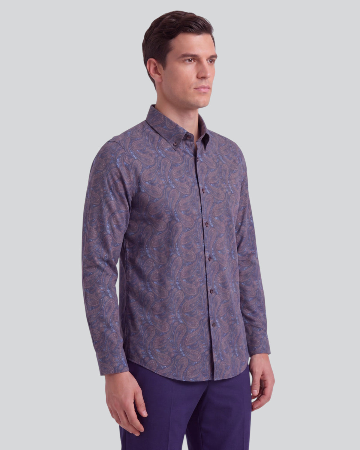 MORRIS MAURICE PAISLEY SPICE MEN'S PRINTED COTTON BUTTON-DOWN SHIRT