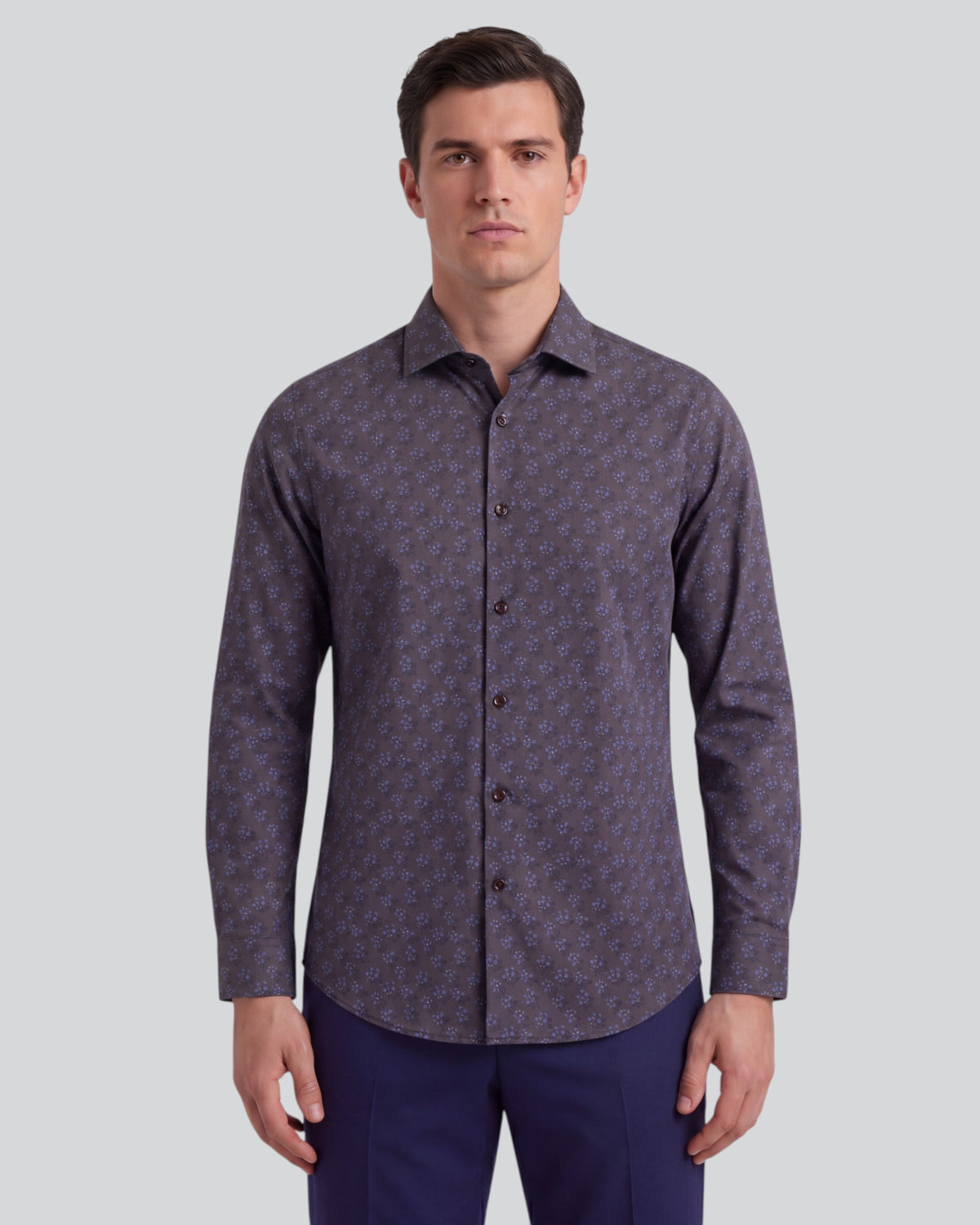 NIGEL VIENNA FLORAL BROWNIE MEN'S PRINTED COTTON LONG-SLEEVE SHIRT