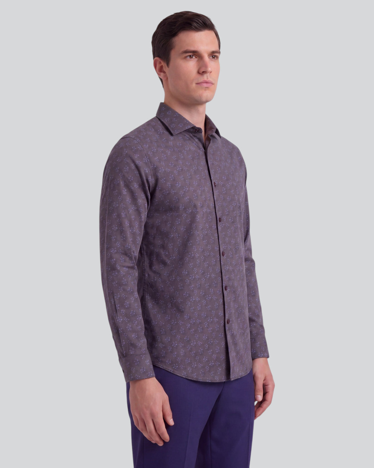 NIGEL VIENNA FLORAL BROWNIE MEN'S PRINTED COTTON LONG-SLEEVE SHIRT