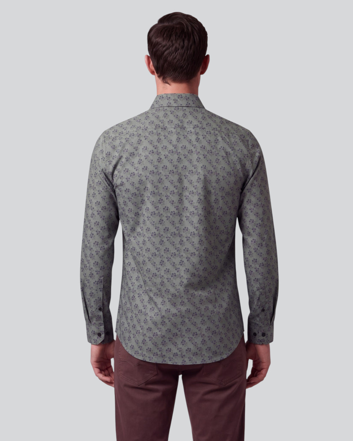 NIGEL VIENNA FLORAL SAGE MEN'S PRINTED COTTON LONG-SLEEVE SHIRT