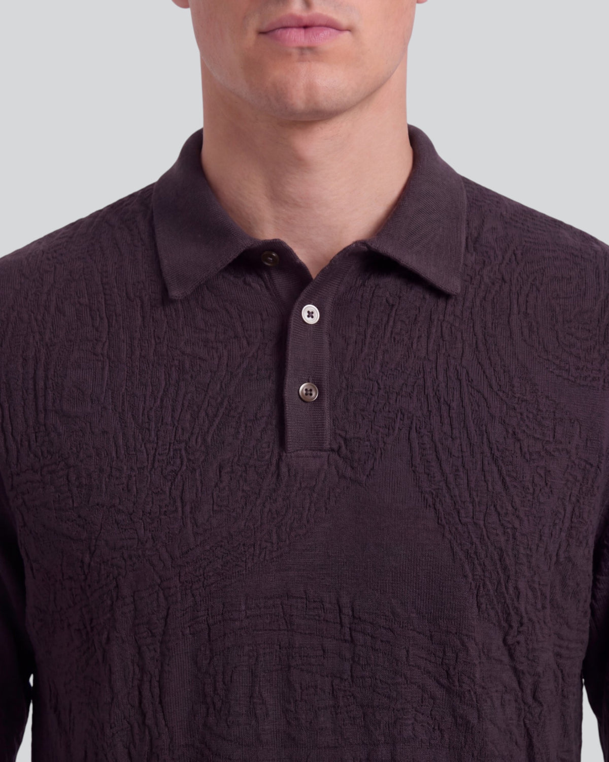 PARKER BROWNIE MEN'S MERINO WOOL TEXTURED POLO SWEATER