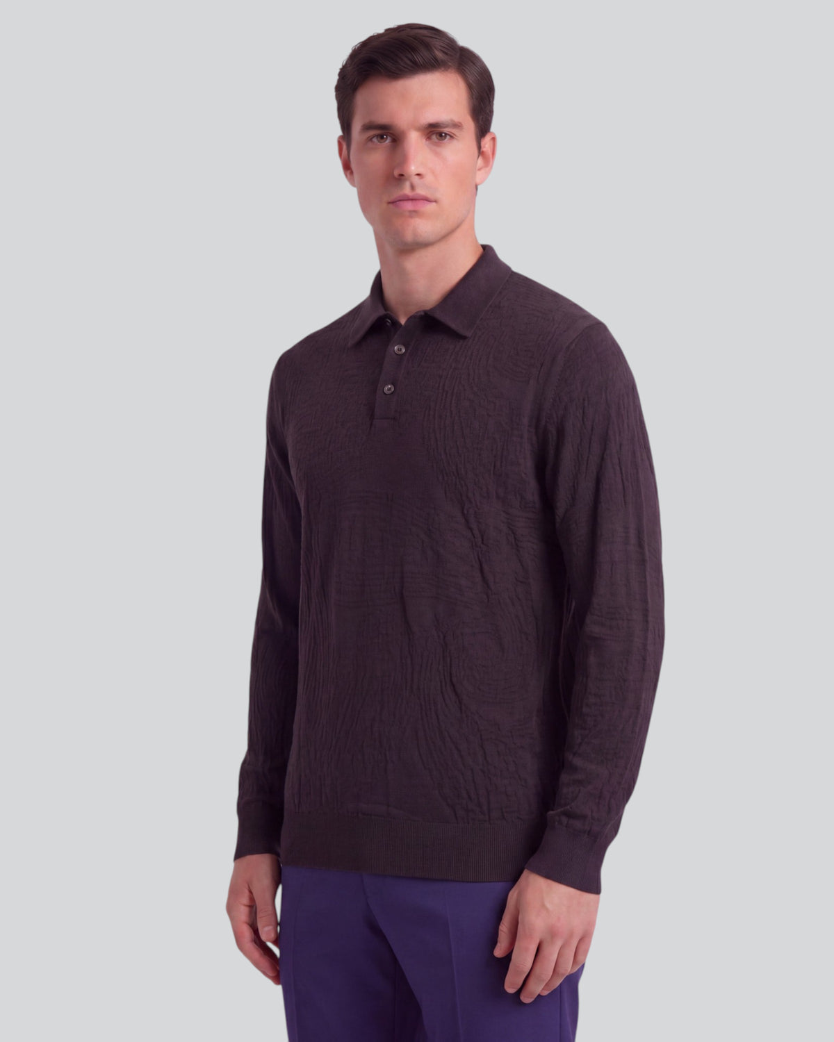 PARKER BROWNIE MEN'S MERINO WOOL TEXTURED POLO SWEATER