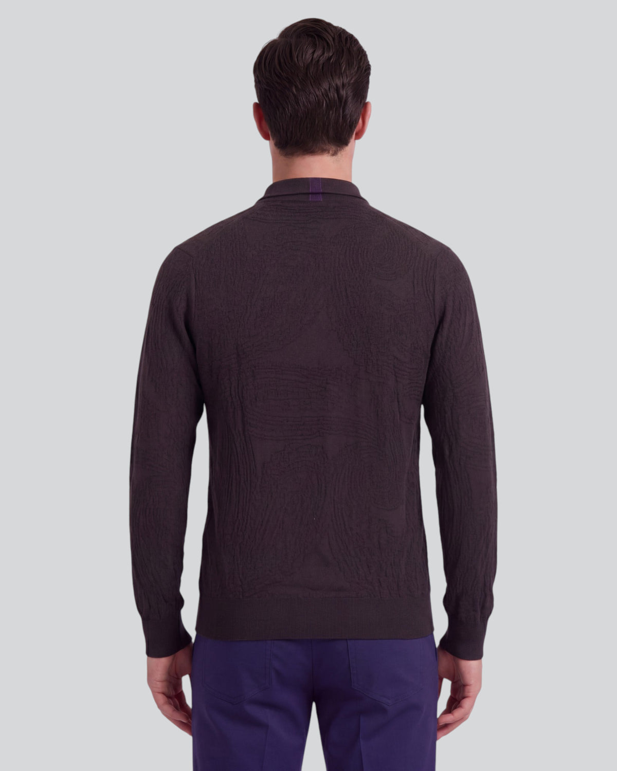 PARKER BROWNIE MEN'S MERINO WOOL TEXTURED POLO SWEATER