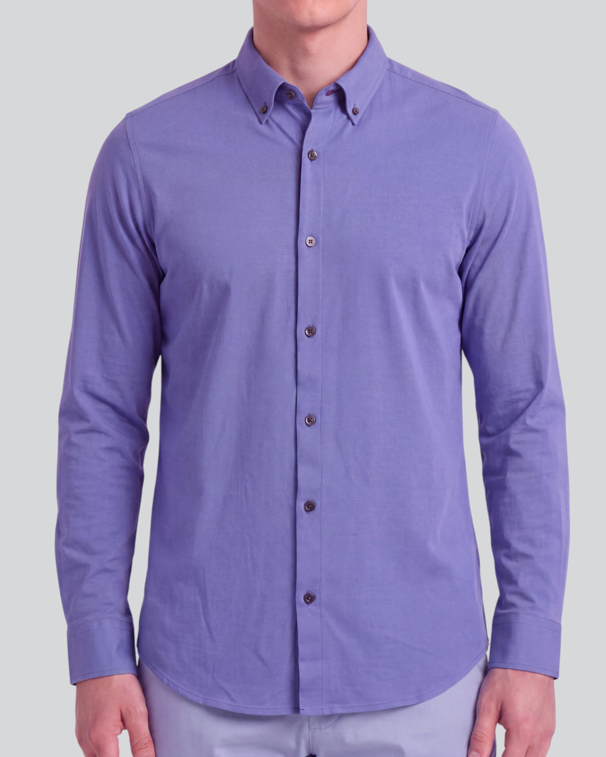 SIMON DAWN BLUE MEN'S STRETCH JERSEY LONG-SLEEVE SHIRT