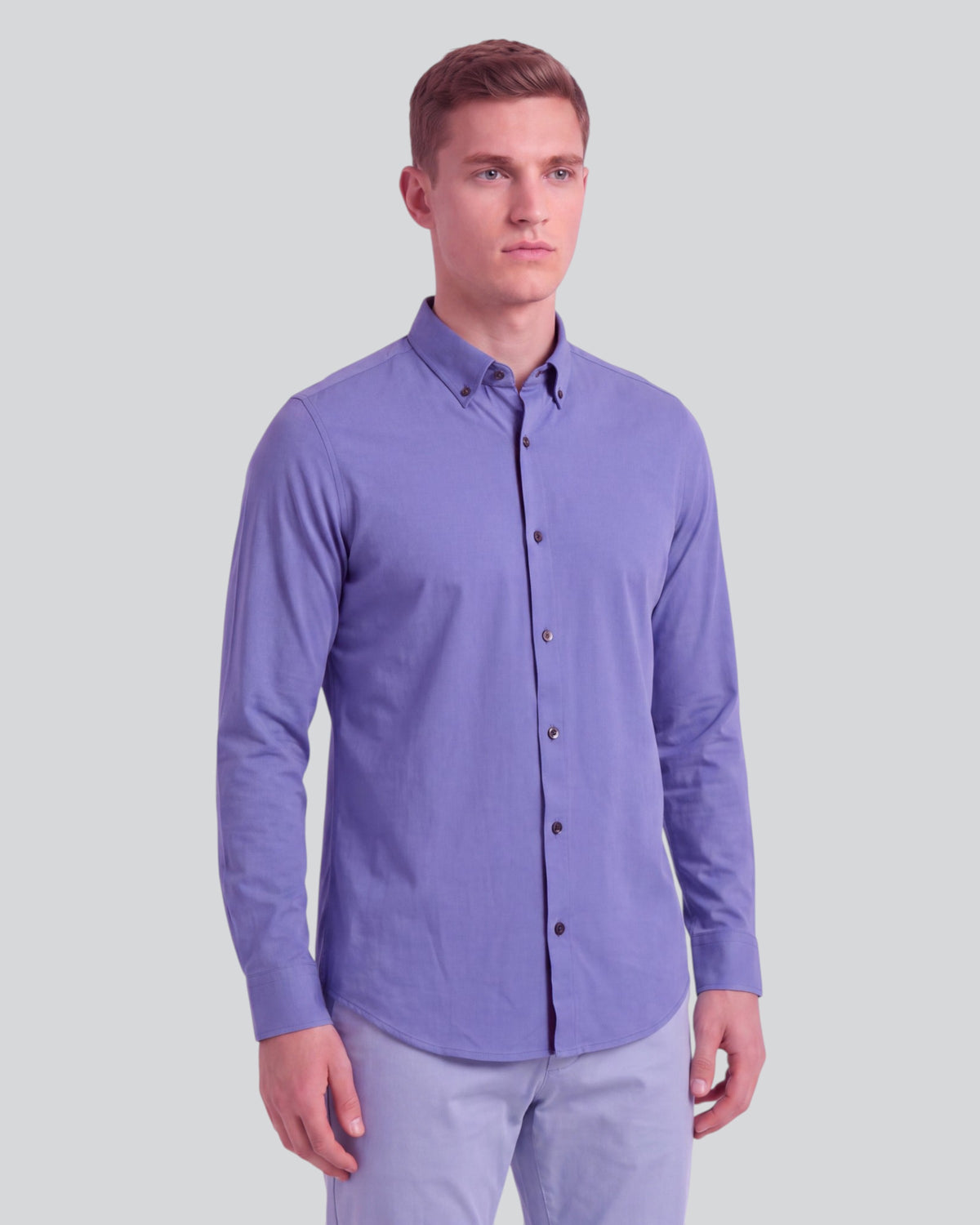 SIMON DAWN BLUE MEN'S STRETCH JERSEY LONG-SLEEVE SHIRT