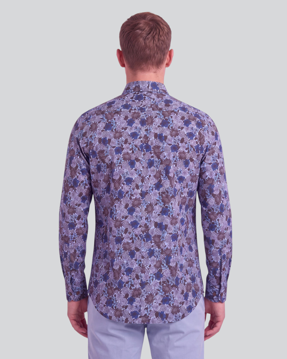 SIMON TERNBERG FLORAL BROWNIE MEN'S STRETCH JERSEY LONG-SLEEVE SHIRT