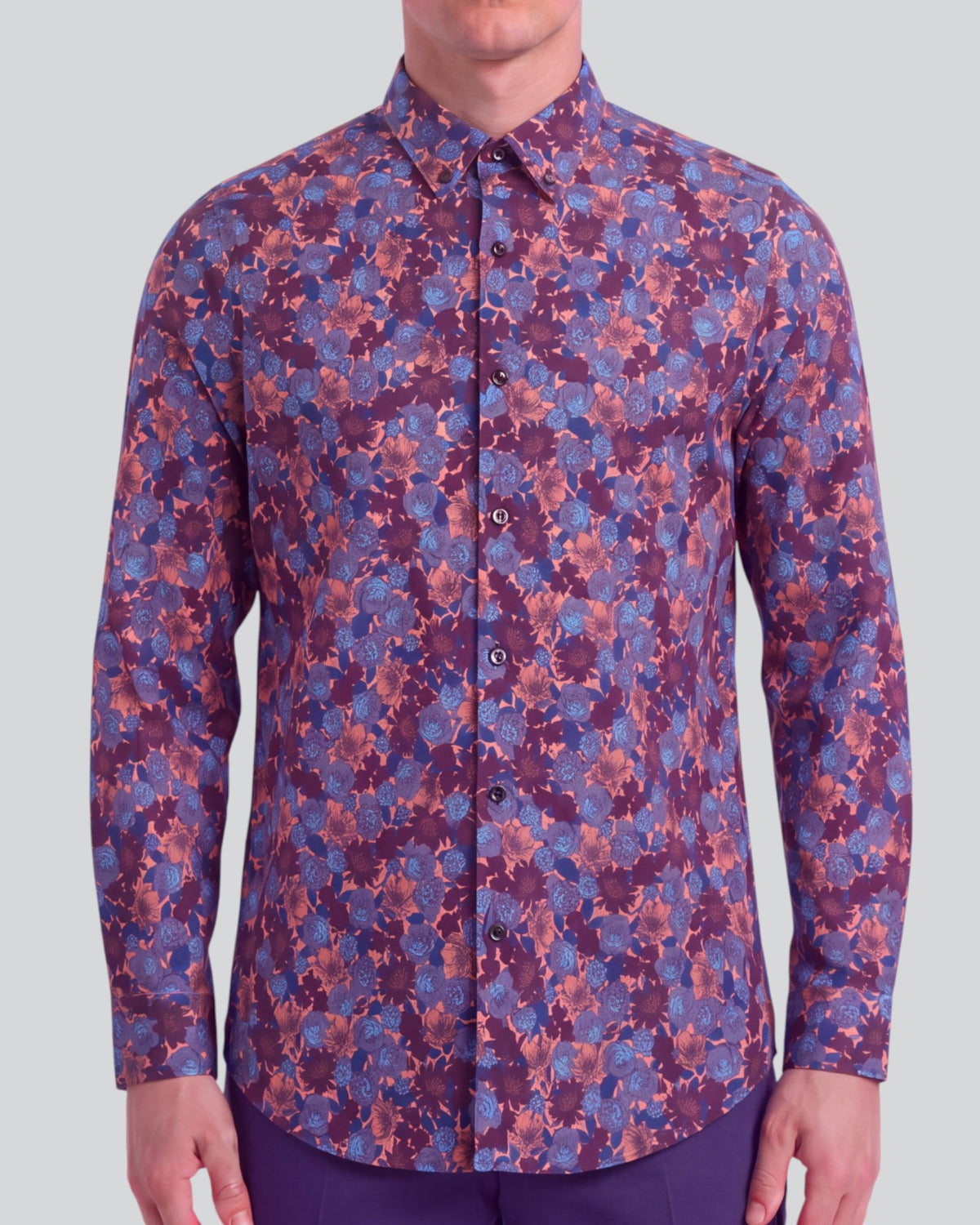 SIMON TERNBERG FLORAL AMBER MEN'S STRETCH JERSEY LONG-SLEEVE SHIRT