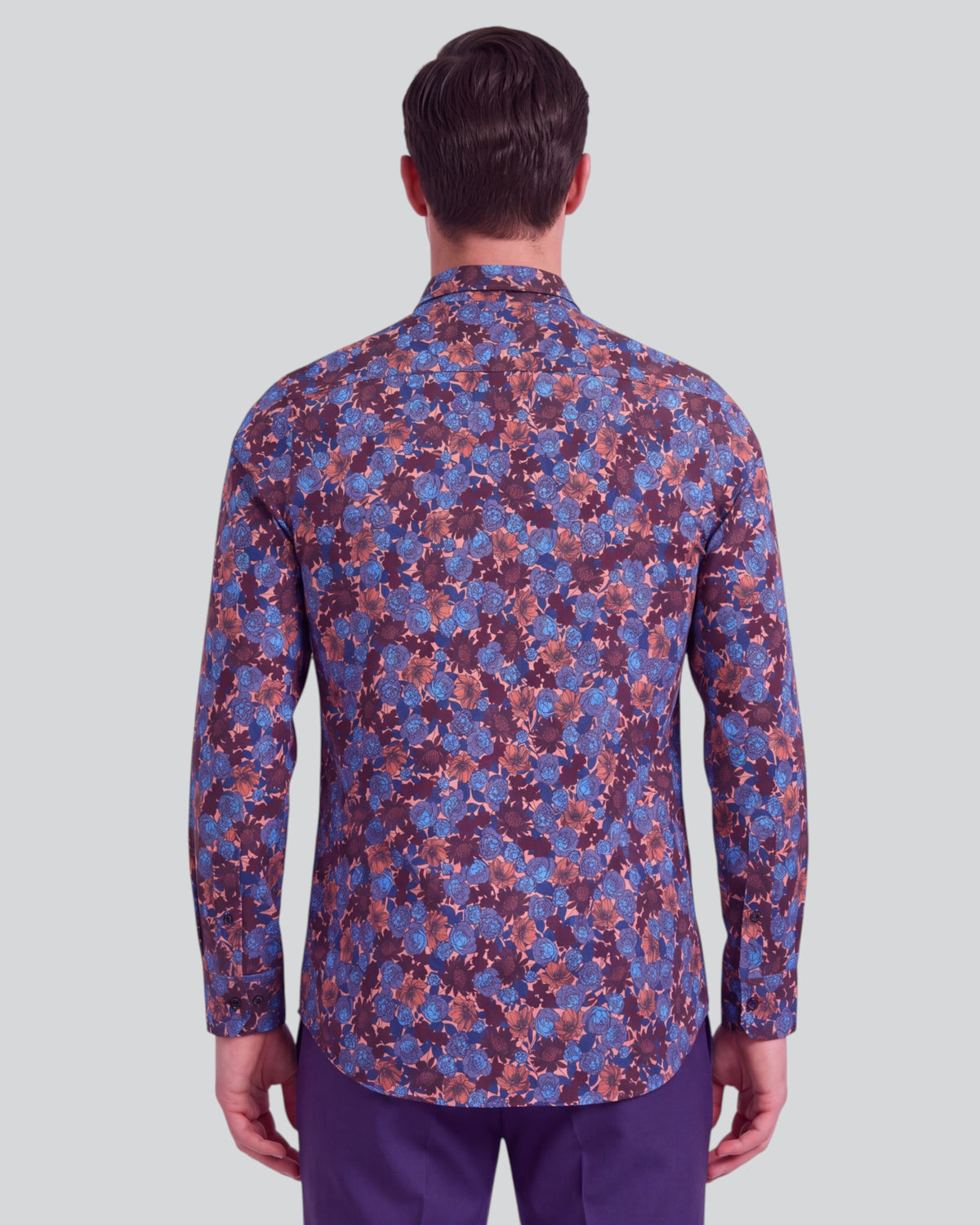 SIMON TERNBERG FLORAL AMBER MEN'S STRETCH JERSEY LONG-SLEEVE SHIRT