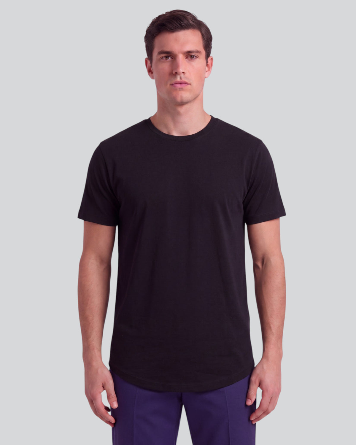 TIMOTHY BLACK MEN'S STRETCH COTTON CREW-NECK TEE