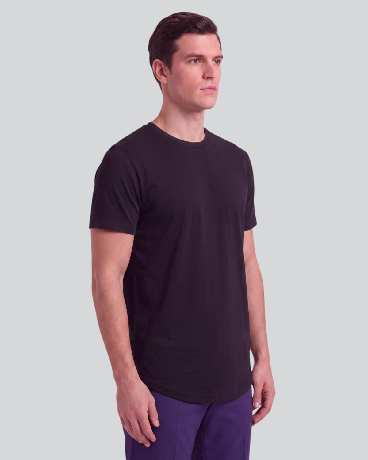 TIMOTHY BLACK MEN'S STRETCH COTTON CREW-NECK TEE