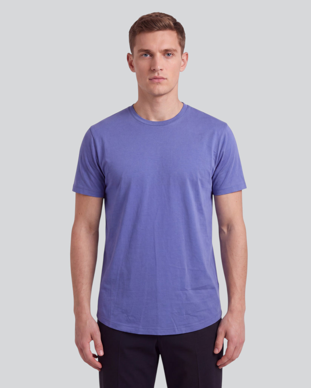 TIMOTHY DAWN BLUE MEN'S STRETCH COTTON CREW-NECK TEE