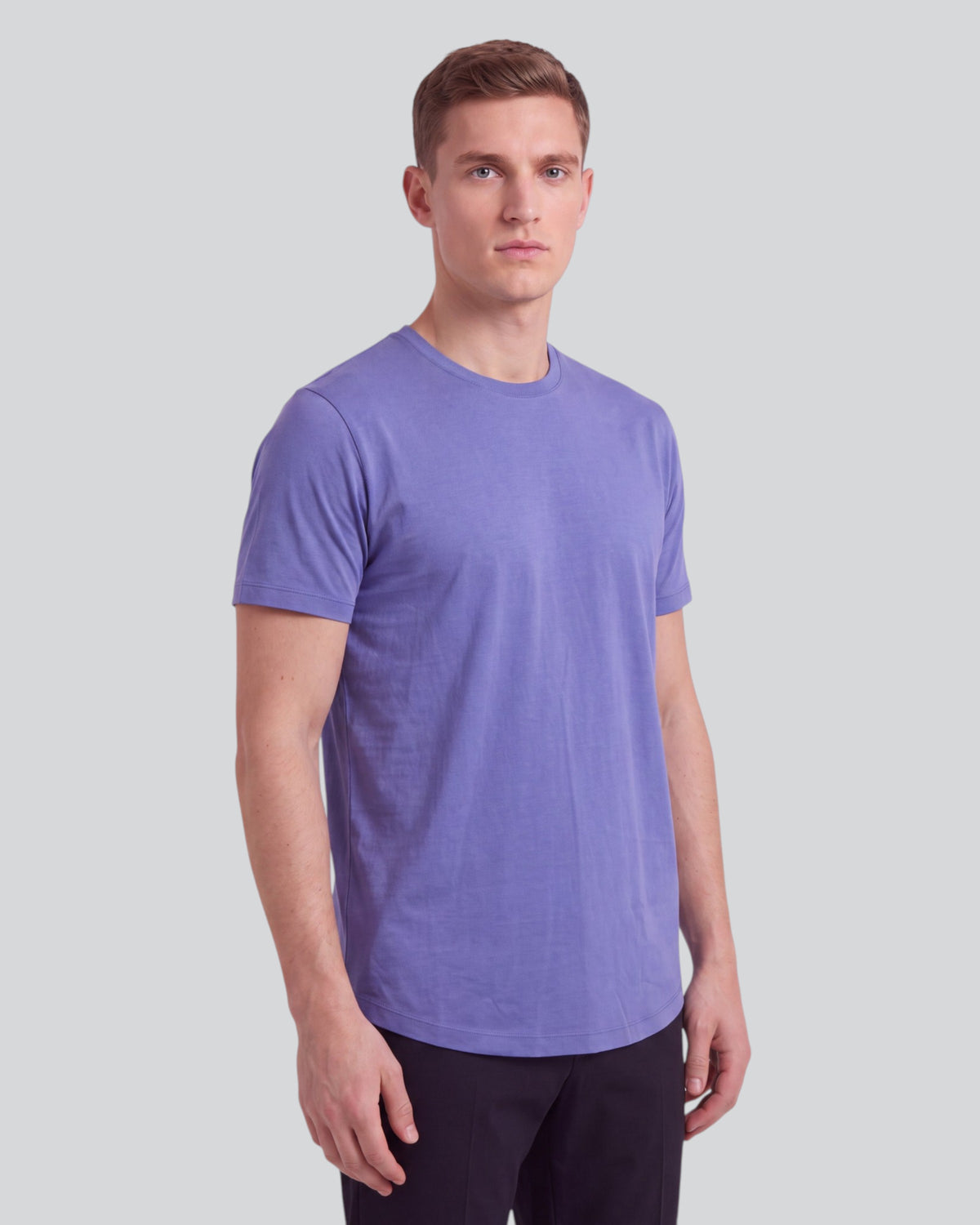 TIMOTHY DAWN BLUE MEN'S STRETCH COTTON CREW-NECK TEE