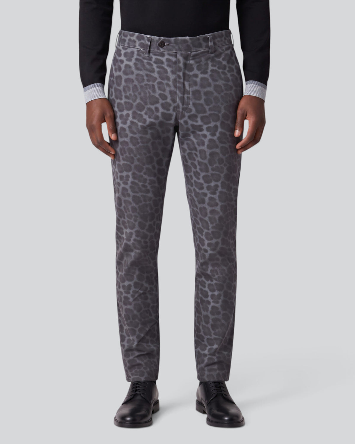 CLIFFORD LEOPARD SMOKE MEN'S VELVET FLAT-FRONT PANT