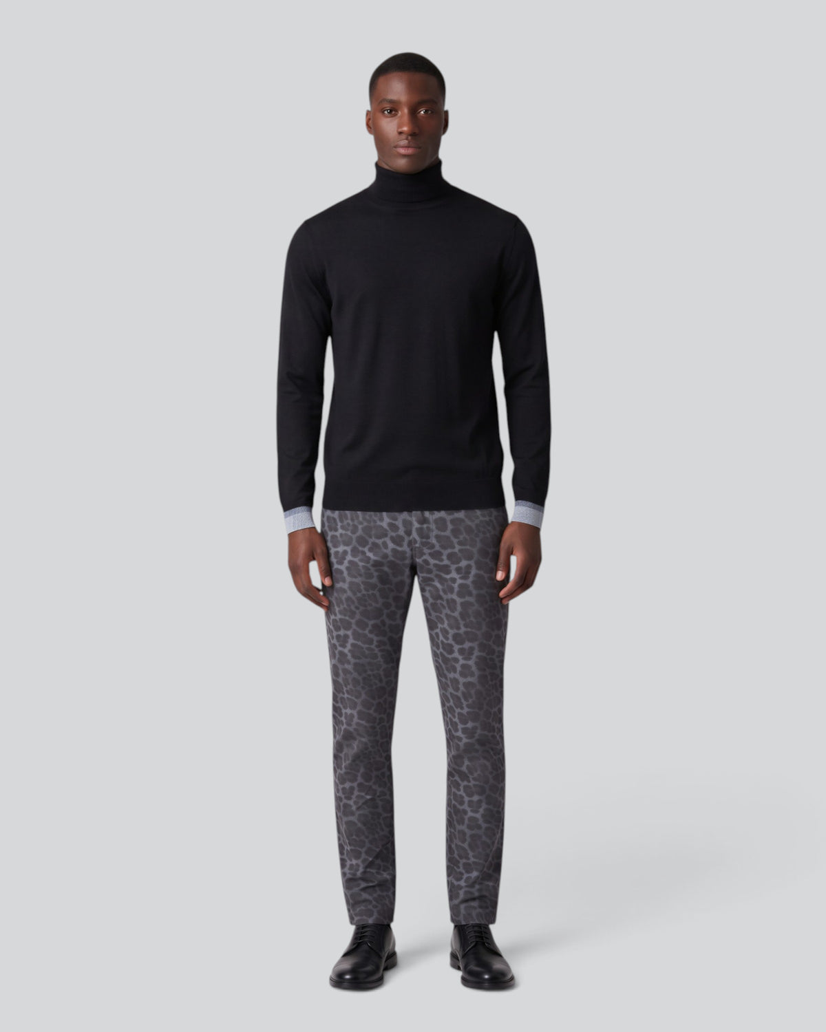 CLIFFORD LEOPARD SMOKE MEN'S VELVET FLAT-FRONT PANT