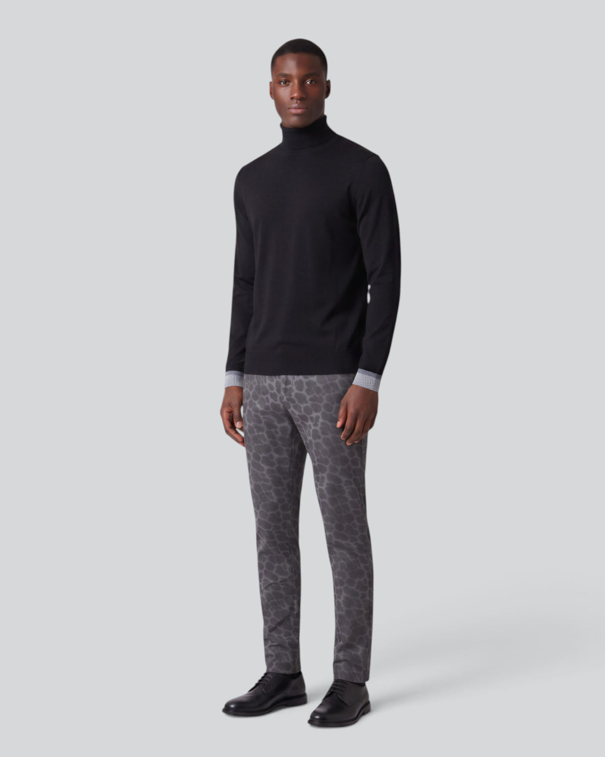 CLIFFORD LEOPARD SMOKE MEN'S VELVET FLAT-FRONT PANT