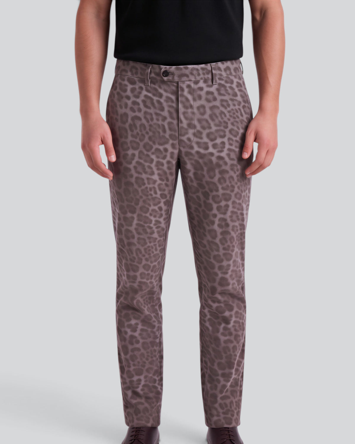 CLIFFORD LEOPARD BROWNIE MEN'S VELVET FLAT-FRONT PANT