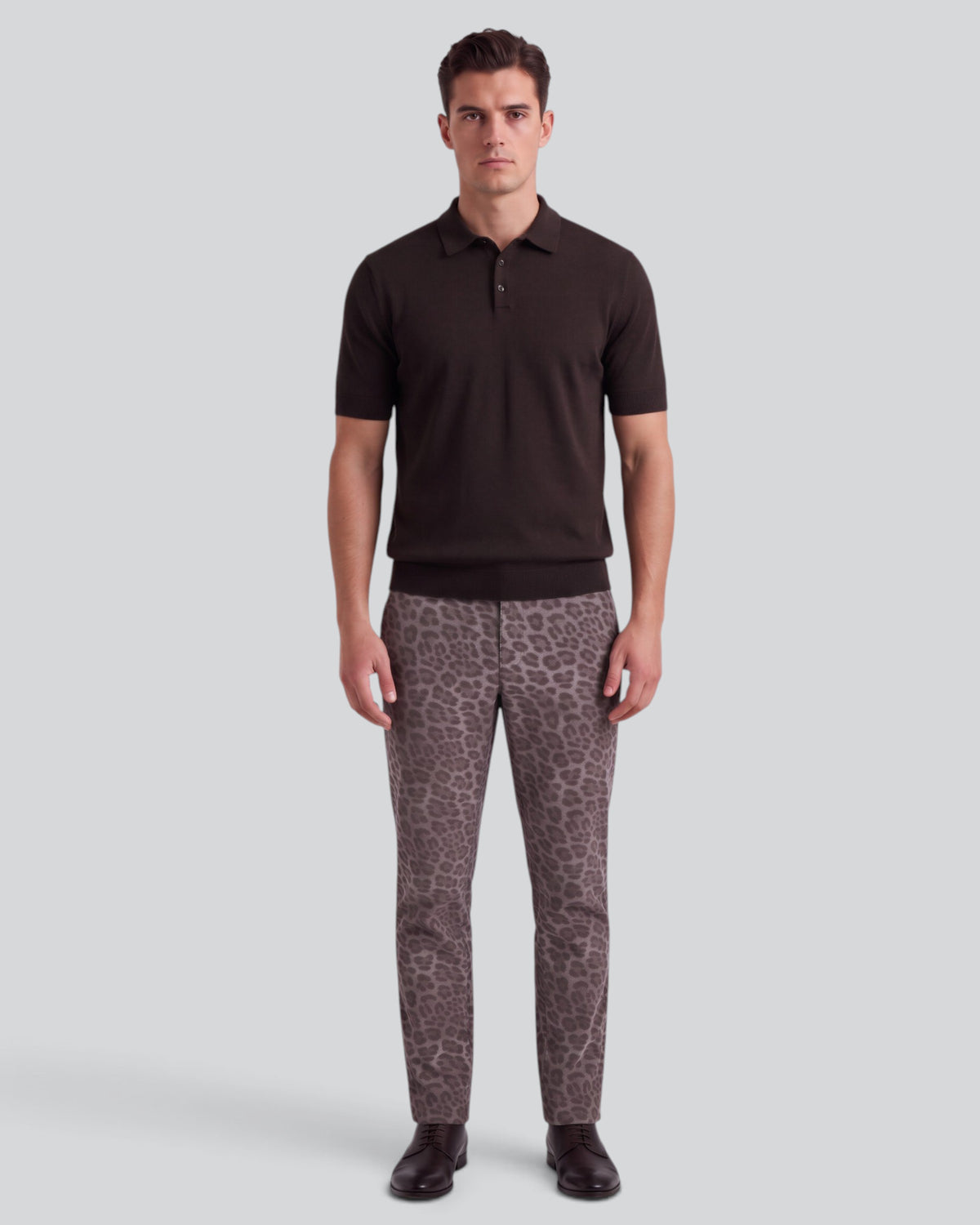 CLIFFORD LEOPARD BROWNIE MEN'S VELVET FLAT-FRONT PANT