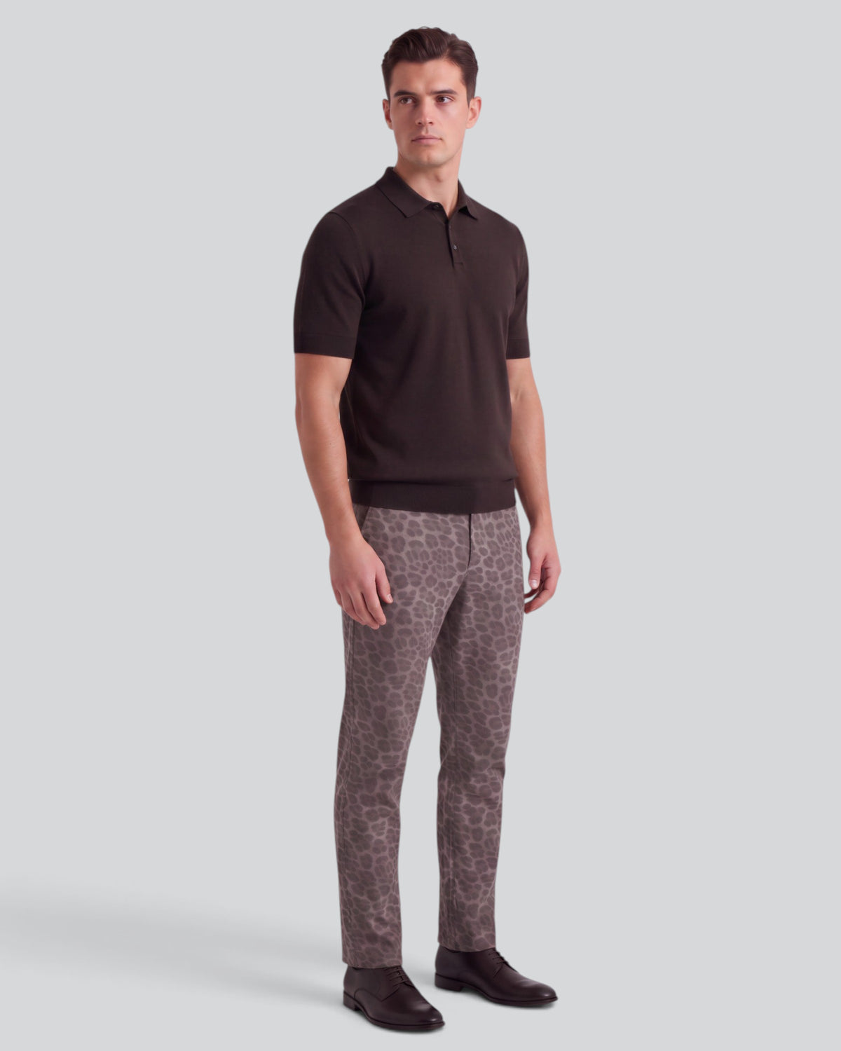 CLIFFORD LEOPARD BROWNIE MEN'S VELVET FLAT-FRONT PANT