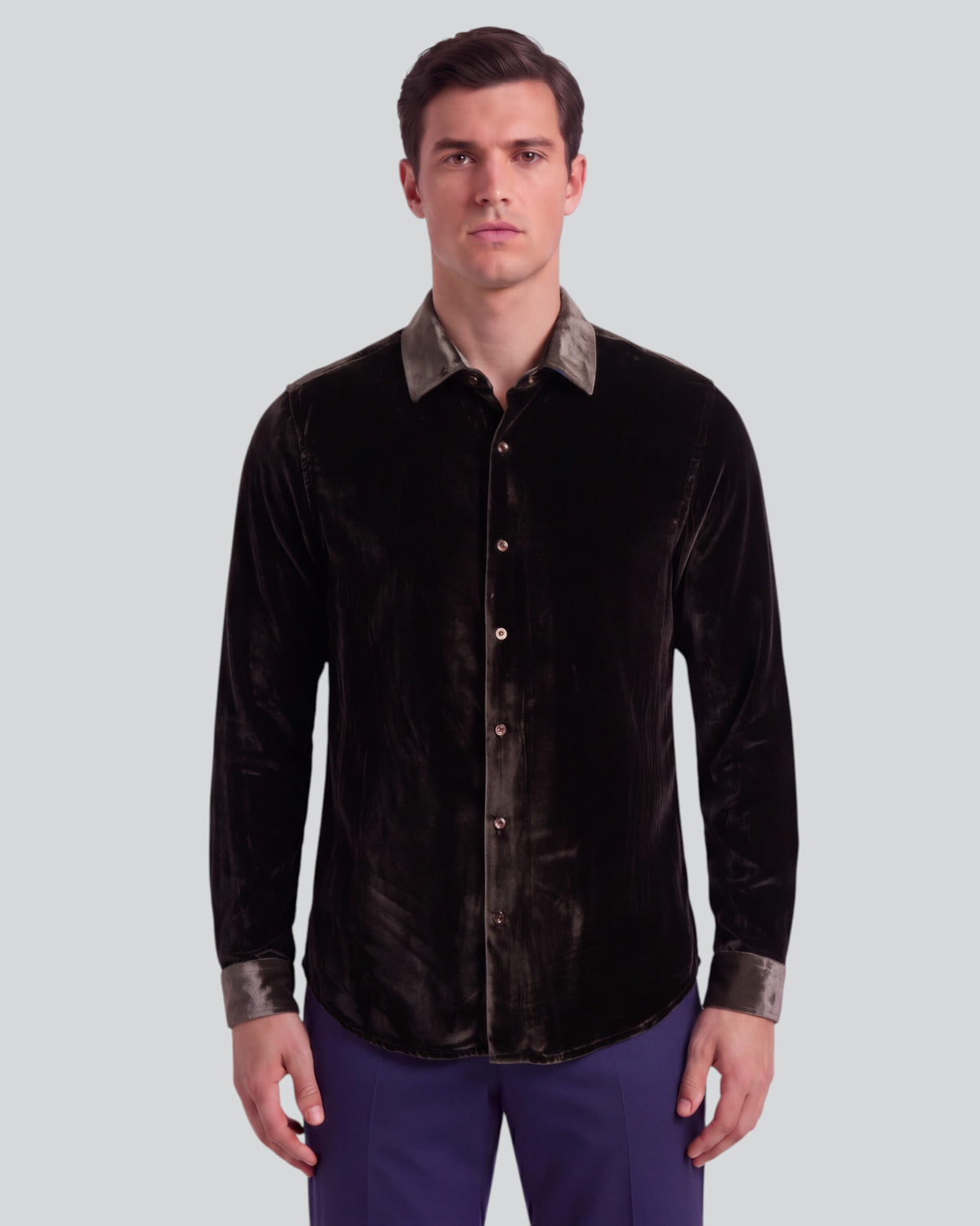 NED BROWNIE MEN'S VELVET LONG-SLEEVE SHIRT