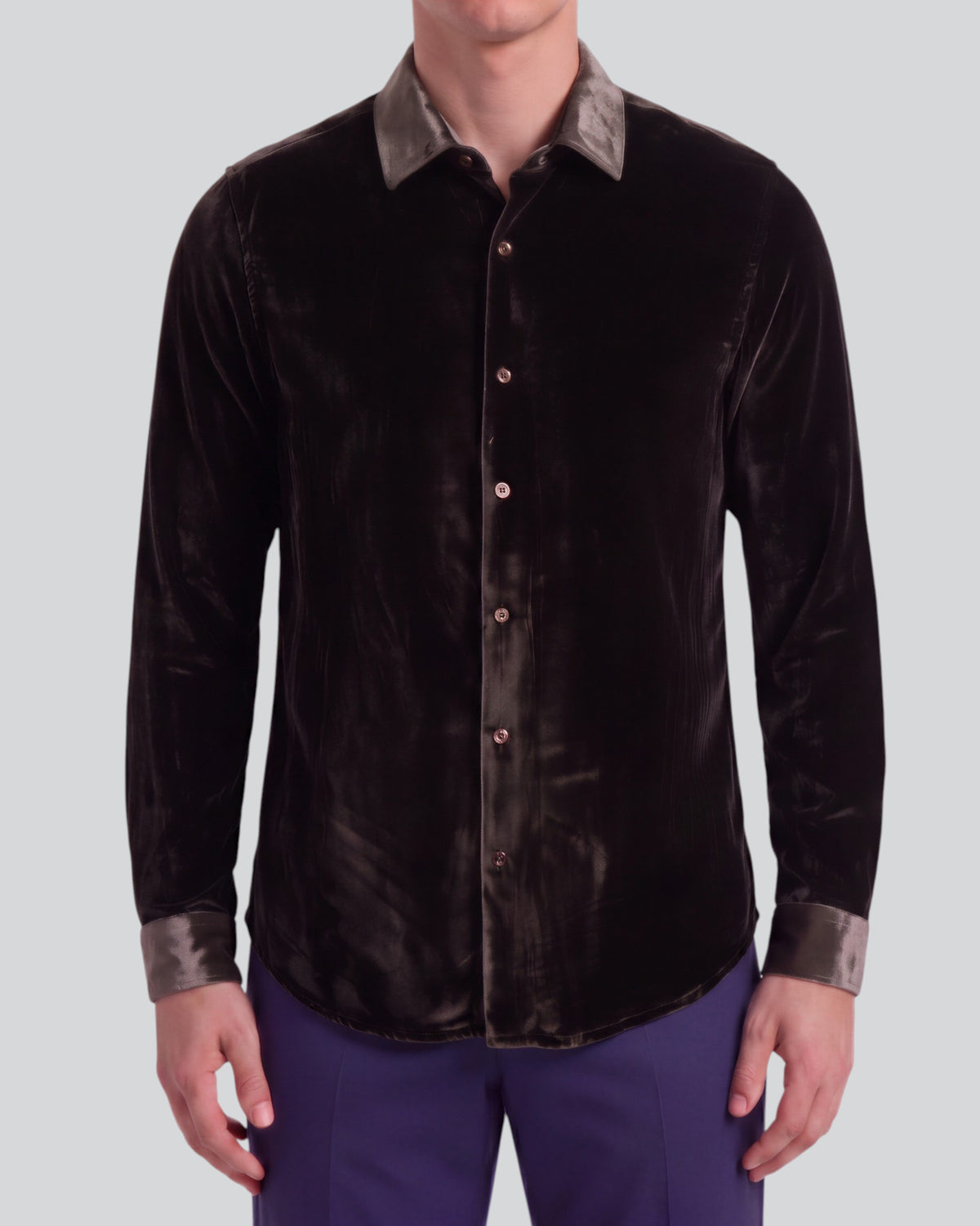 NED BROWNIE MEN'S VELVET LONG-SLEEVE SHIRT