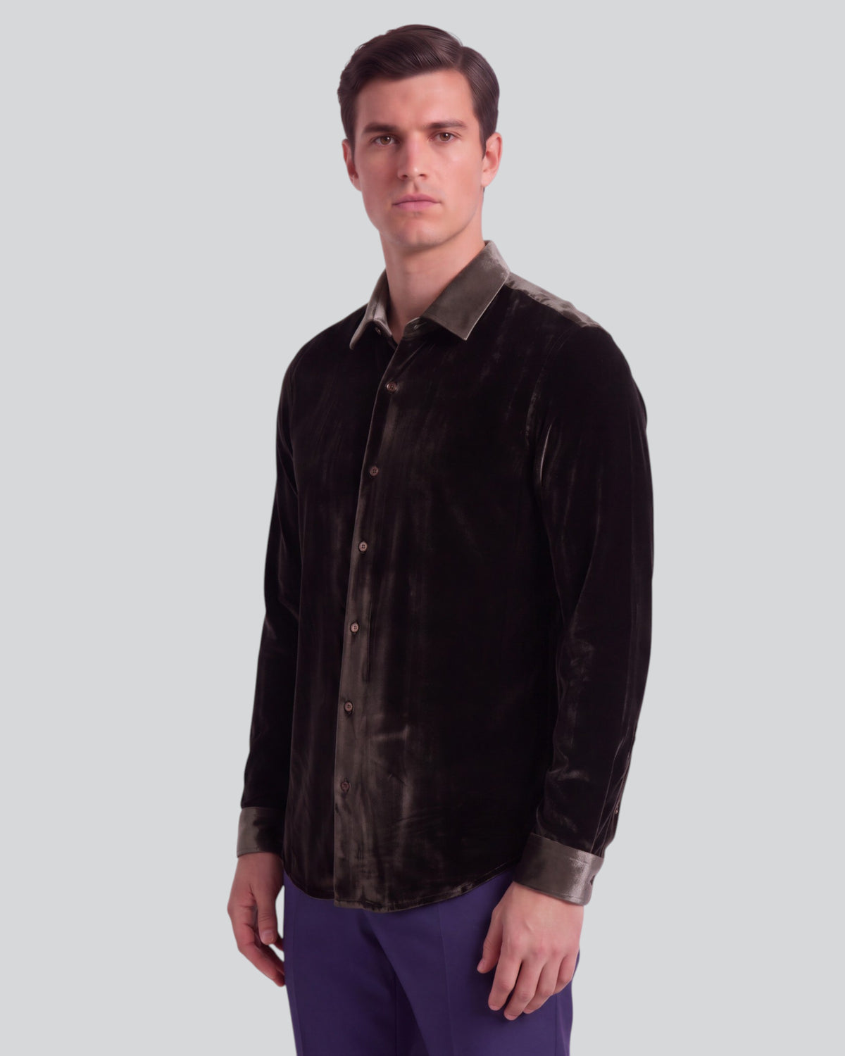 NED BROWNIE MEN'S VELVET LONG-SLEEVE SHIRT