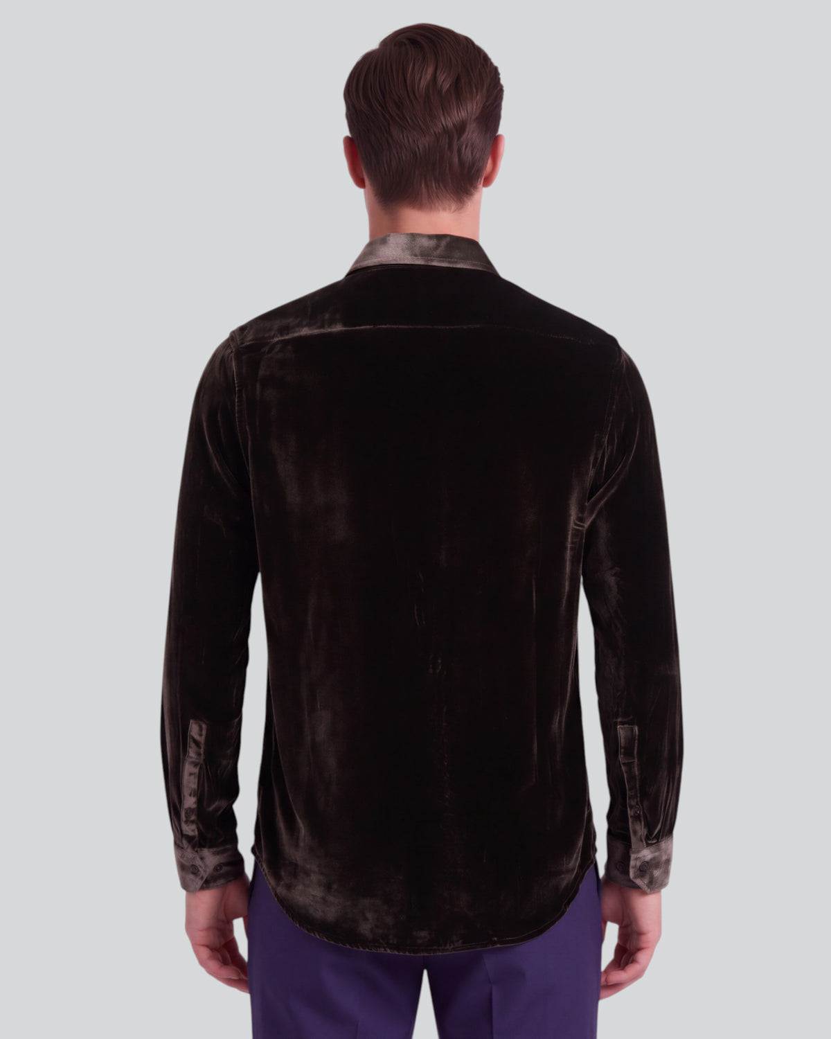 NED BROWNIE MEN'S VELVET LONG-SLEEVE SHIRT