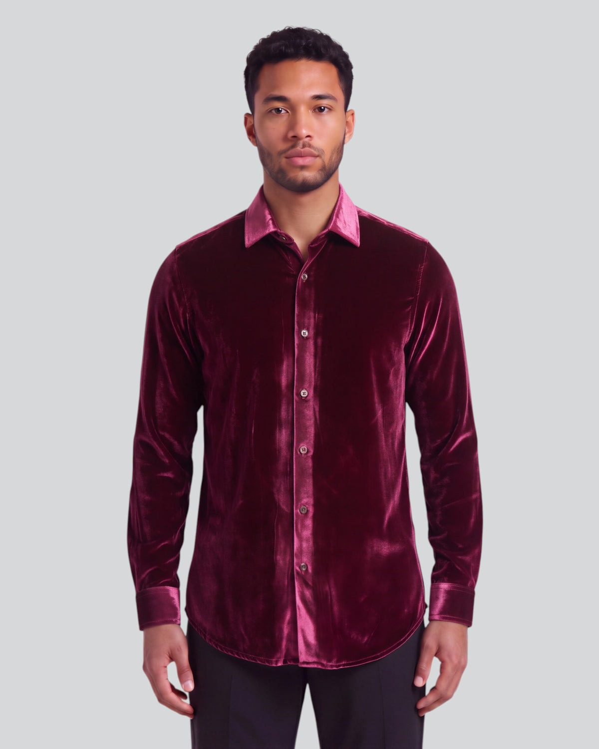NED PORT MEN'S VELVET LONG-SLEEVE SHIRT