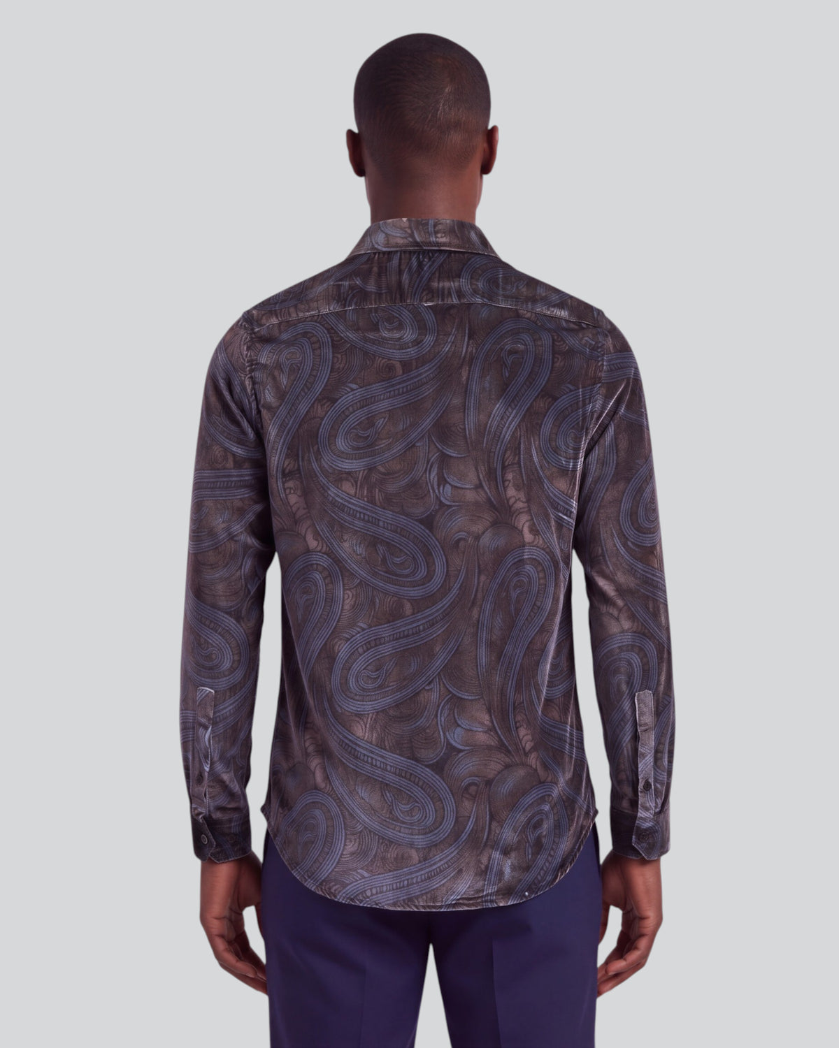 NED PAISLEY BADALONA BROWNIE MEN'S VELVET LONG-SLEEVE SHIRT