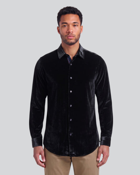 NED VELVET SHIRT - BLACK