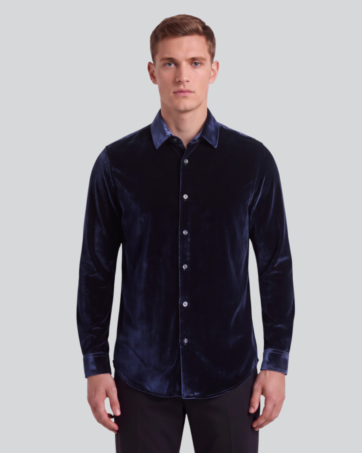 NED VELVET SHIRT - NAVY