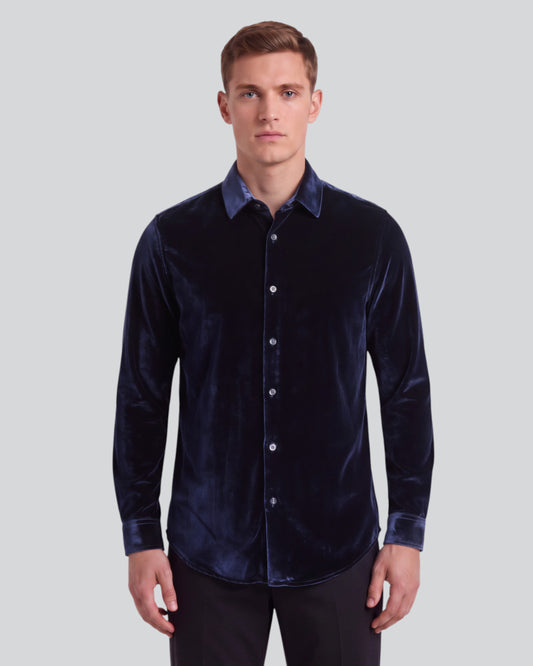 NED VELVET SHIRT - NAVY