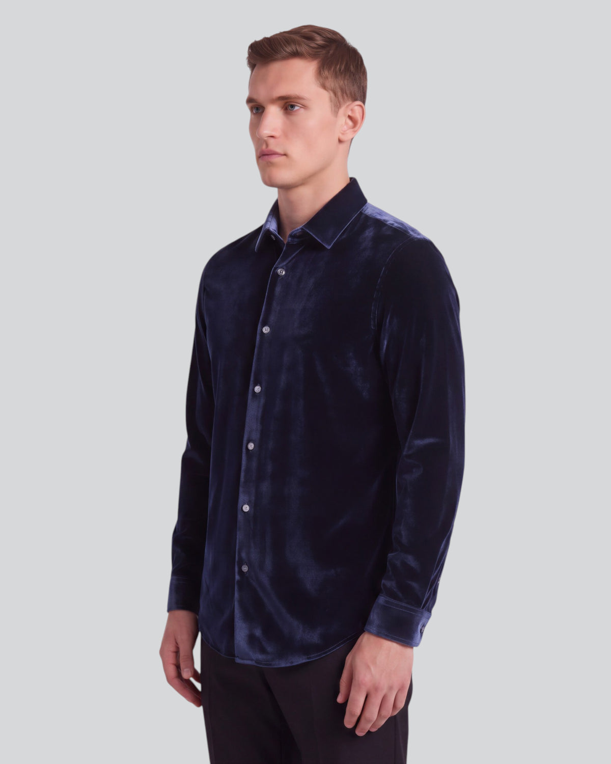 NED VELVET SHIRT - NAVY