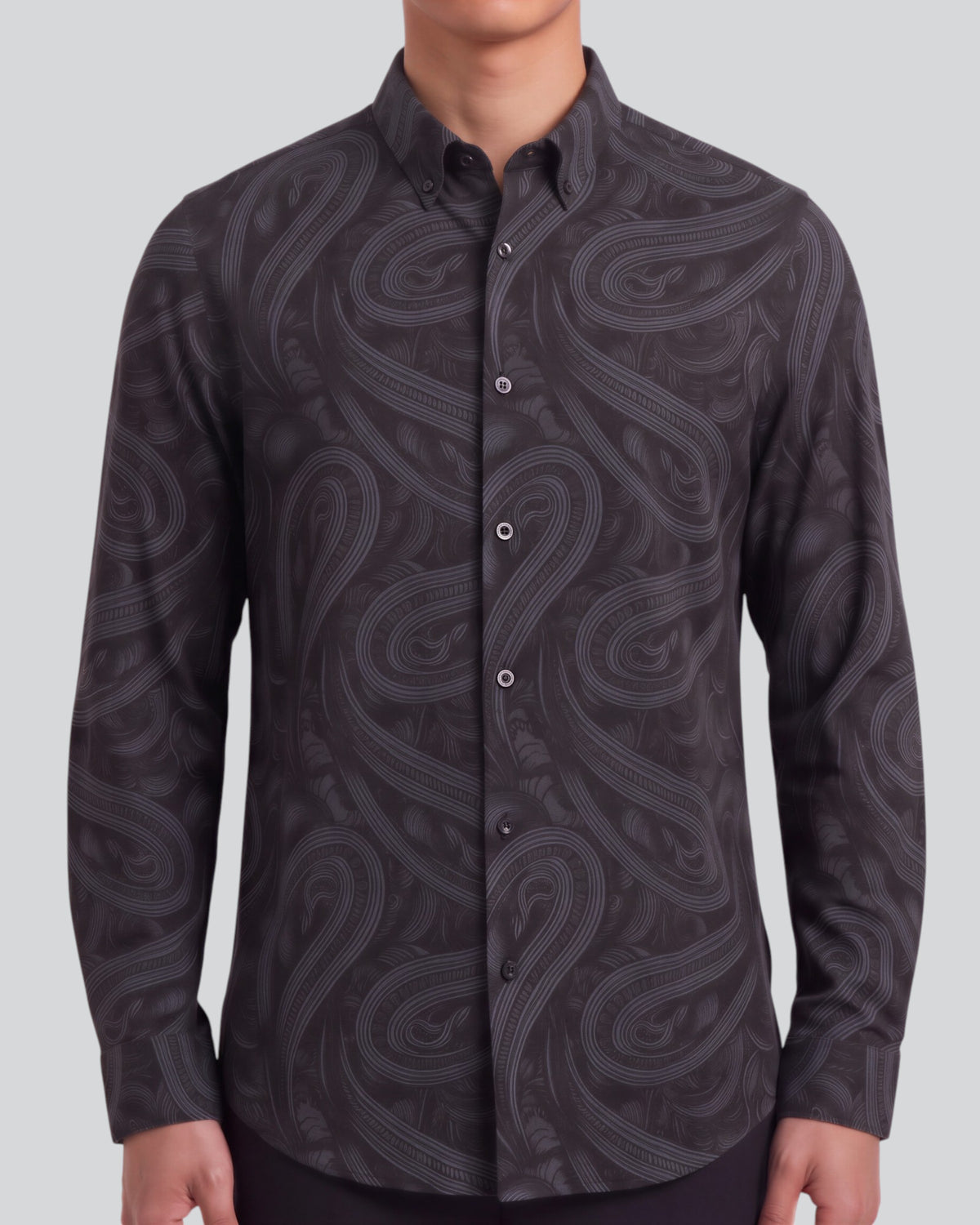 SHAWN PAISLEY BADALONA ANTHRACITE MEN'S EXTRA-FINE MERINO LONG-SLEEVE SHIRT