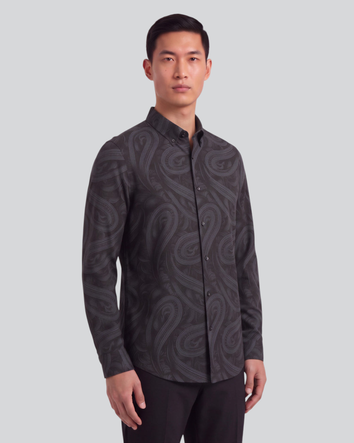SHAWN PAISLEY BADALONA ANTHRACITE MEN'S EXTRA-FINE MERINO LONG-SLEEVE SHIRT