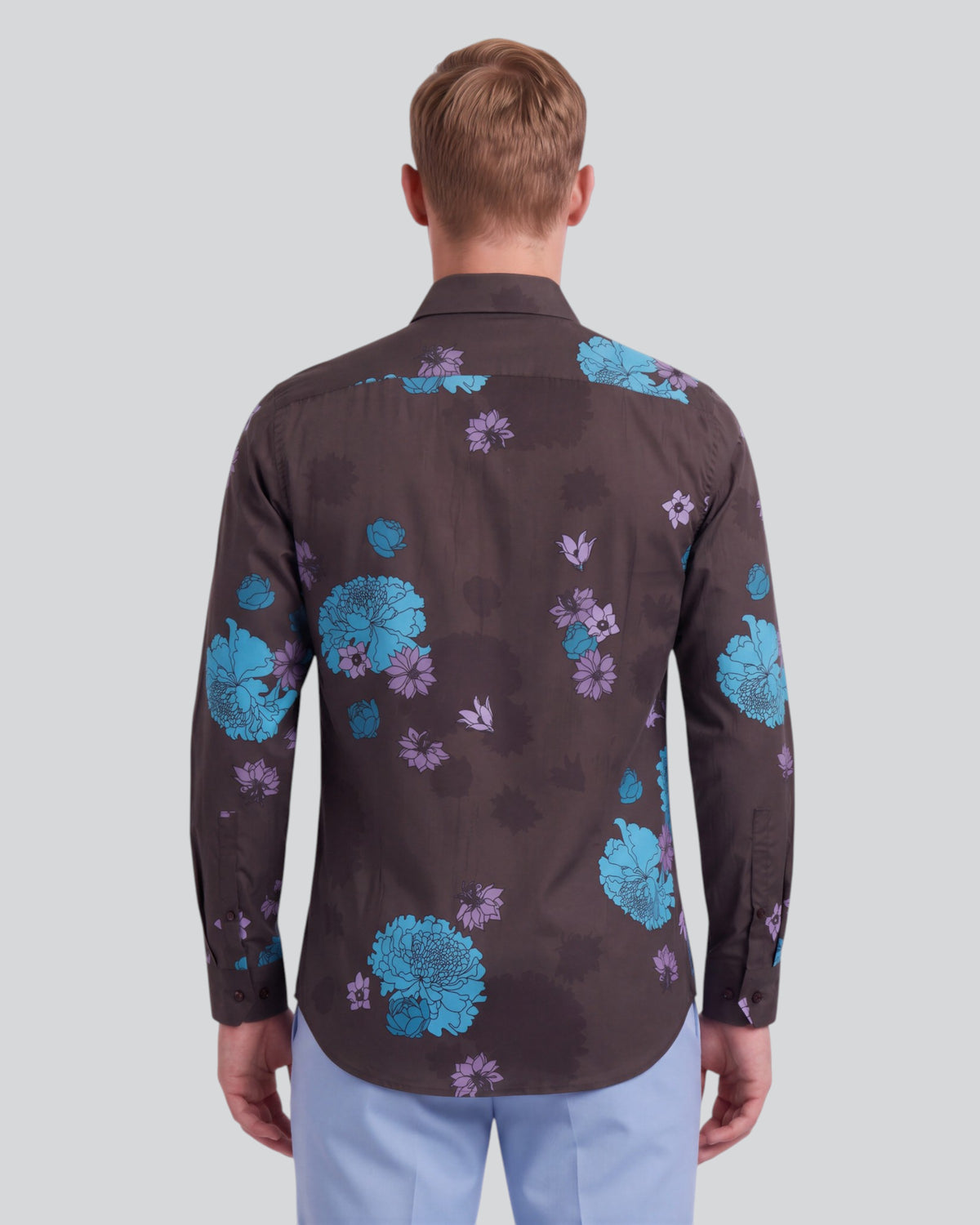 NORMAN WINTER FLOWERS BROWNIE MEN'S PRINTED COTTON LONG-SLEEVE SHIRT