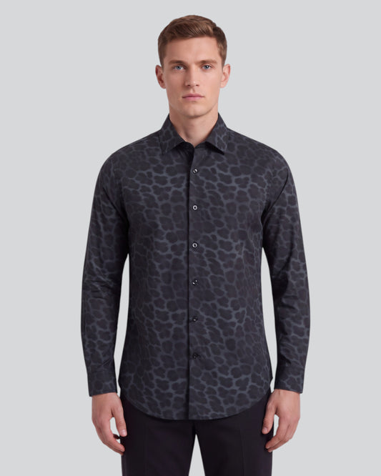 NORMAN LEOPARD SMOKE MEN'S PRINTED COTTON LONG-SLEEVE SHIRT