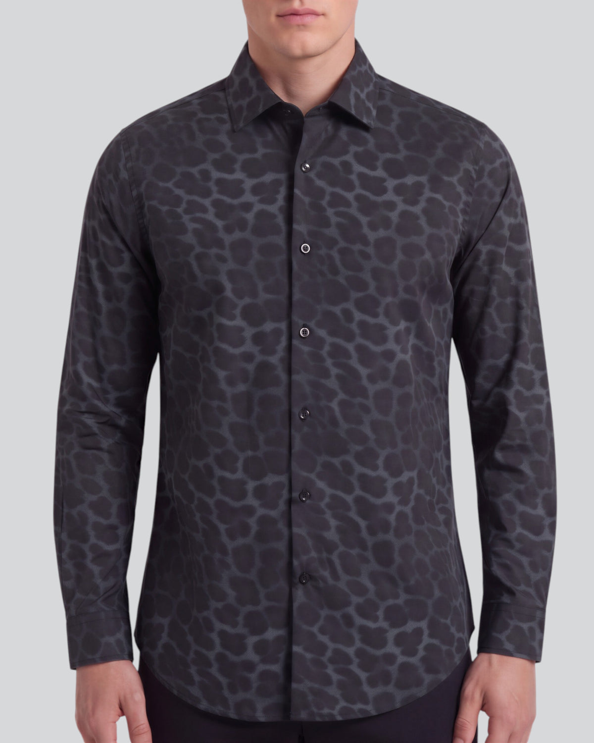 NORMAN LEOPARD SMOKE MEN'S PRINTED COTTON LONG-SLEEVE SHIRT