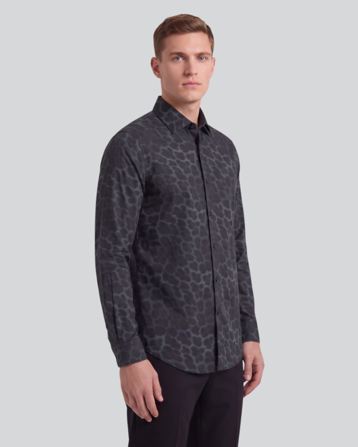 NORMAN LEOPARD SMOKE MEN'S PRINTED COTTON LONG-SLEEVE SHIRT