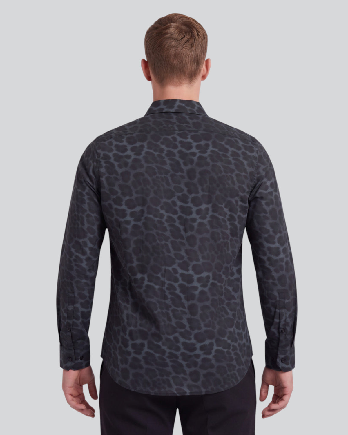 NORMAN LEOPARD SMOKE MEN'S PRINTED COTTON LONG-SLEEVE SHIRT