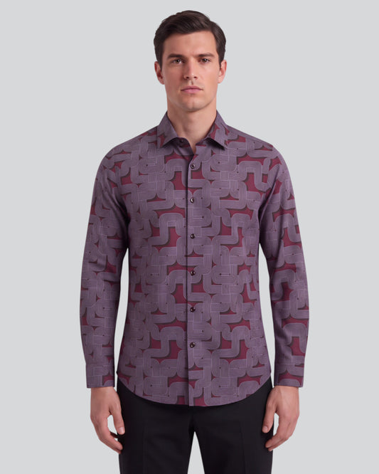 NORMAN BLONS GEO PORT MEN'S PRINTED COTTON LONG-SLEEVE SHIRT