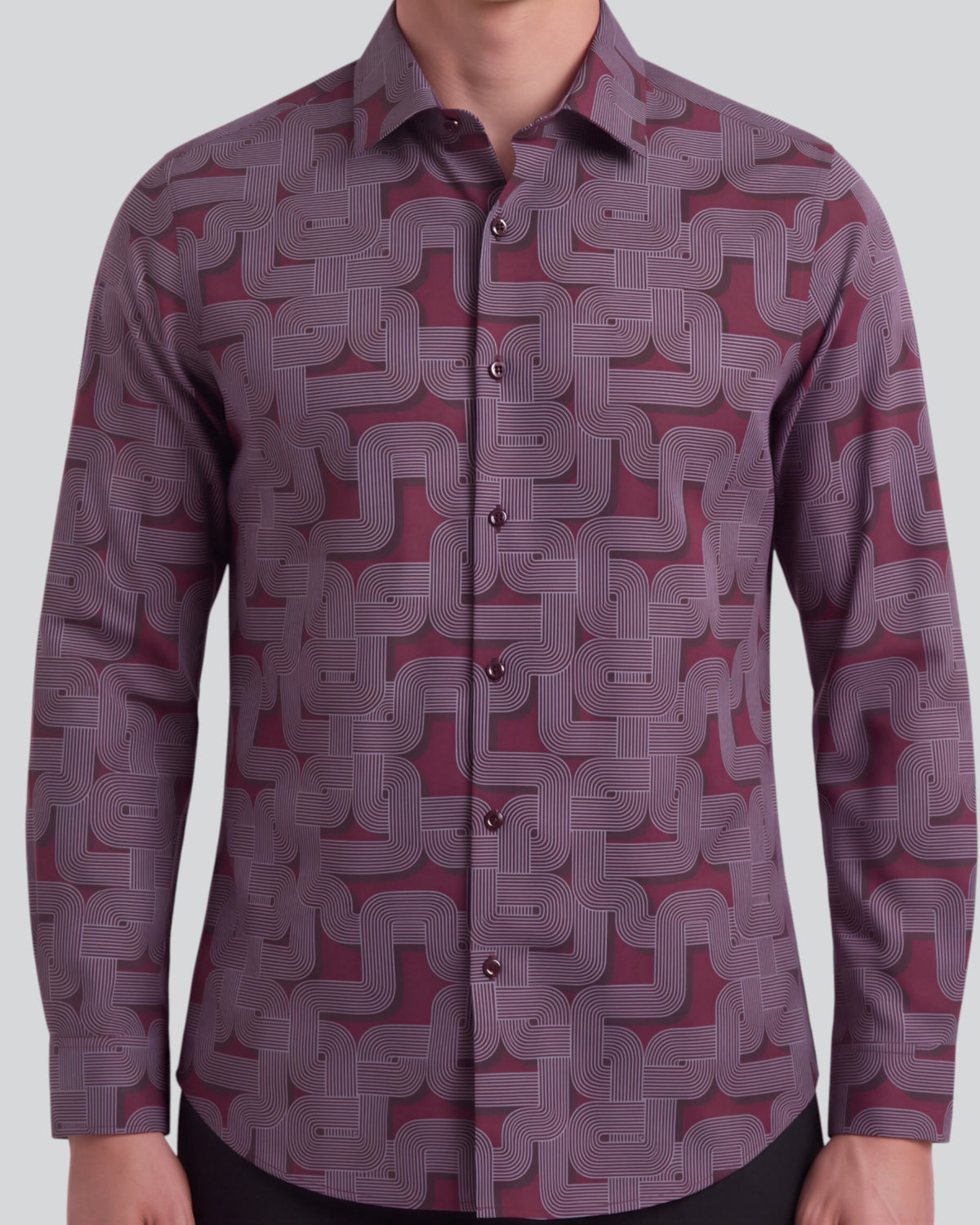 NORMAN BLONS GEO PORT MEN'S PRINTED COTTON LONG-SLEEVE SHIRT