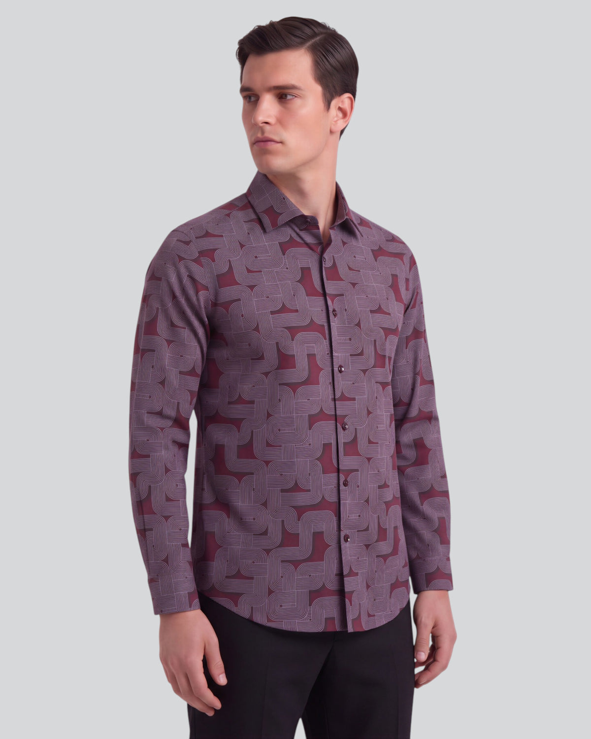 NORMAN BLONS GEO PORT MEN'S PRINTED COTTON LONG-SLEEVE SHIRT