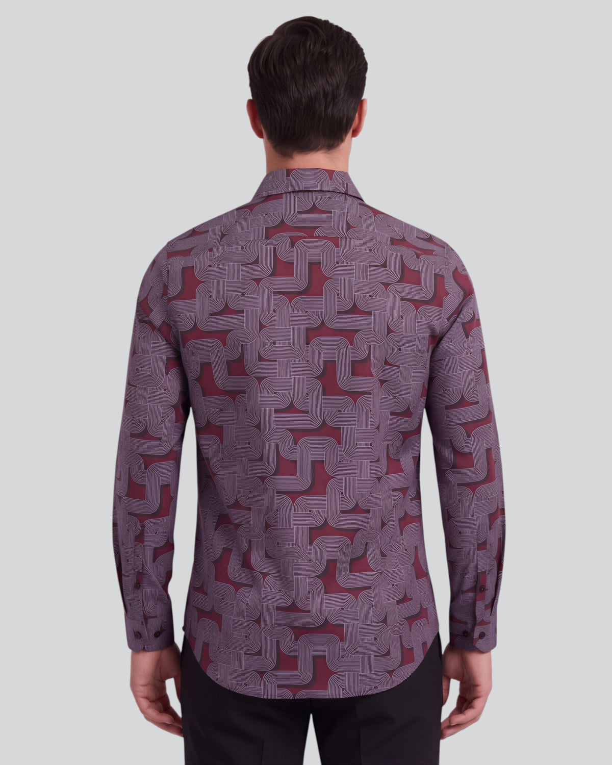 NORMAN BLONS GEO PORT MEN'S PRINTED COTTON LONG-SLEEVE SHIRT